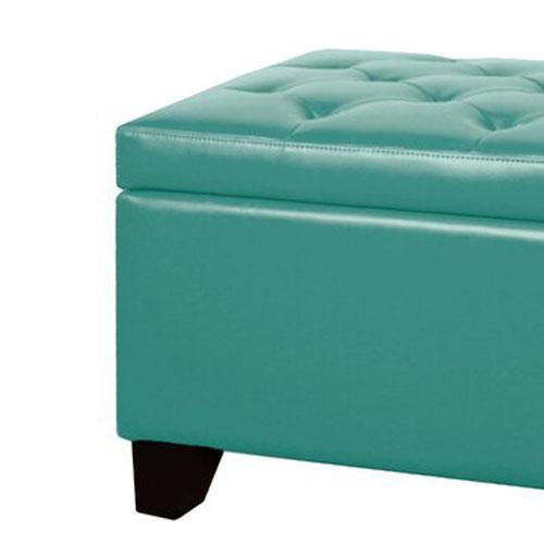 Wooden Frame Leatherette Ottoman with Storage -