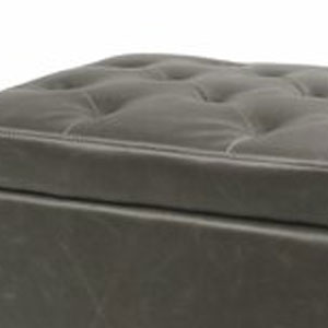 Wooden Frame Leatherette Ottoman with Storage -