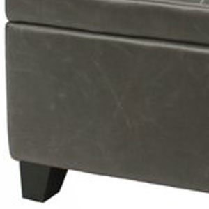 Wooden Frame Leatherette Ottoman with Storage -