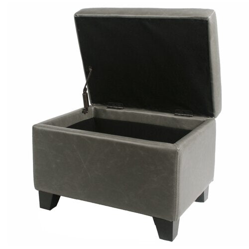 Wooden Frame Leatherette Ottoman with Storage -