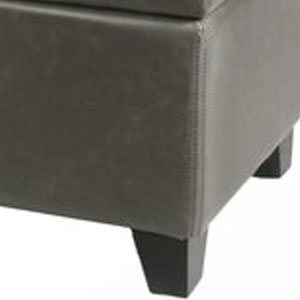 Wooden Frame Leatherette Ottoman with Storage -