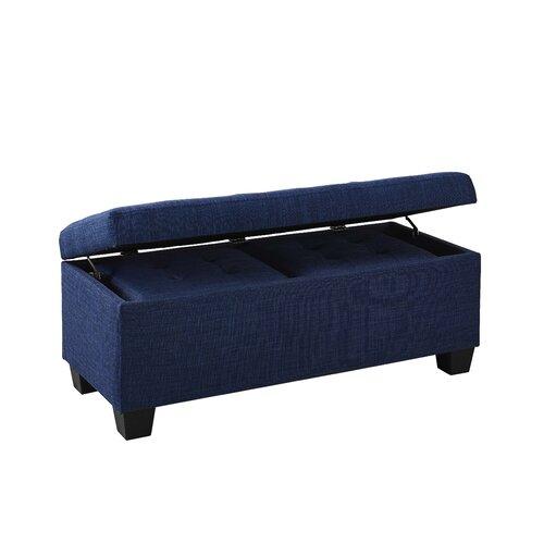 Wooden Frame Leatherette Ottoman with Storage -