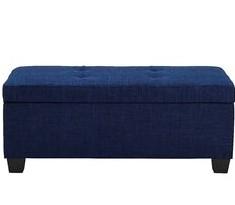 Wooden Frame Leatherette Ottoman with Storage -