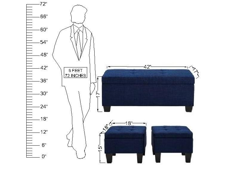 Wooden Frame Leatherette Ottoman with Storage -
