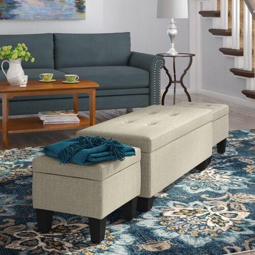 Wooden Frame Leatherette Ottoman with Storage -