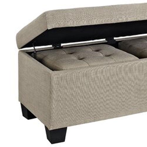 Wooden Frame Leatherette Ottoman with Storage -