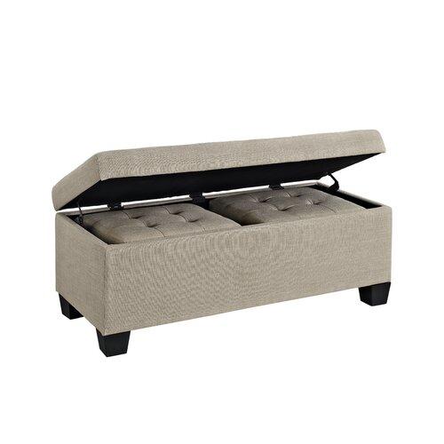 Wooden Frame Leatherette Ottoman with Storage -