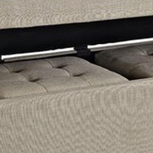 Wooden Frame Leatherette Ottoman with Storage -