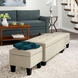 Wooden Frame Leatherette Ottoman with Storage -