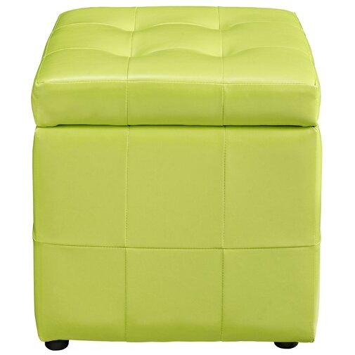 Wooden Frame Leatherette Pouffe with Storage -