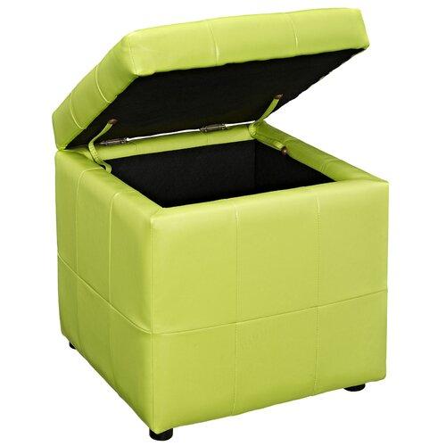 Wooden Frame Leatherette Pouffe with Storage -