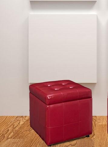 Wooden Frame Leatherette Pouffe with Storage -