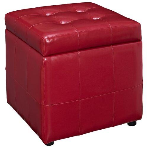 Wooden Frame Leatherette Pouffe with Storage -
