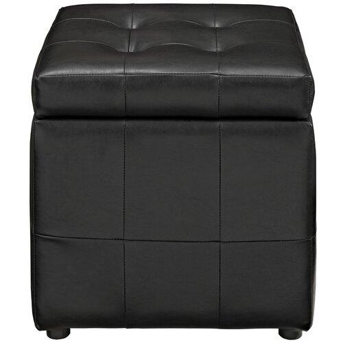Wooden Frame Leatherette Pouffe with Storage -