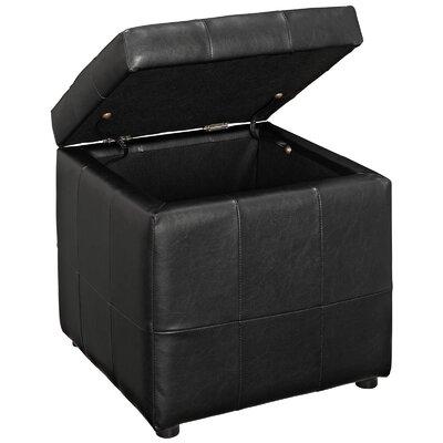 Wooden Frame Leatherette Pouffe with Storage -