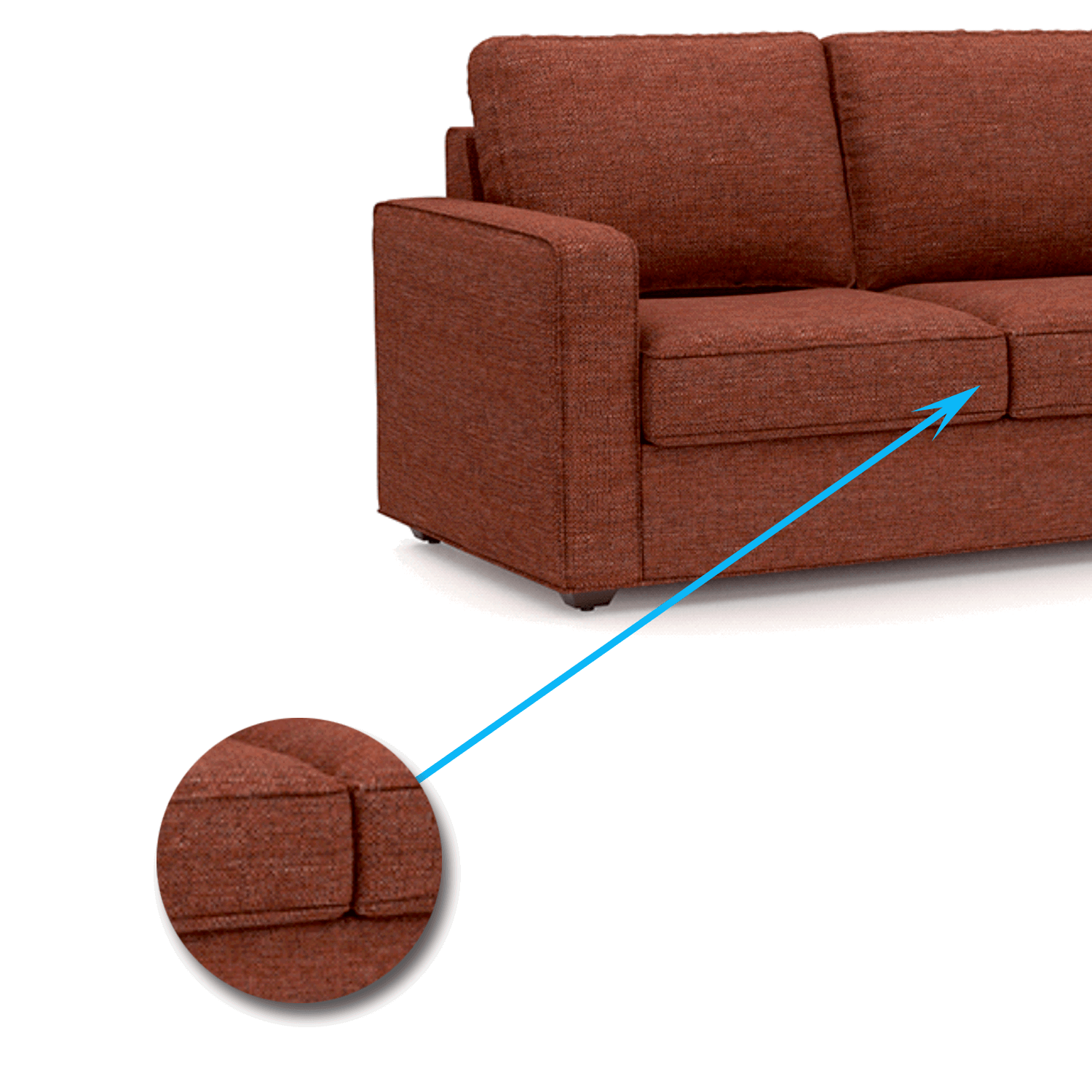 Wooden Frame Legs Base Cushioned Fabric Sofa -