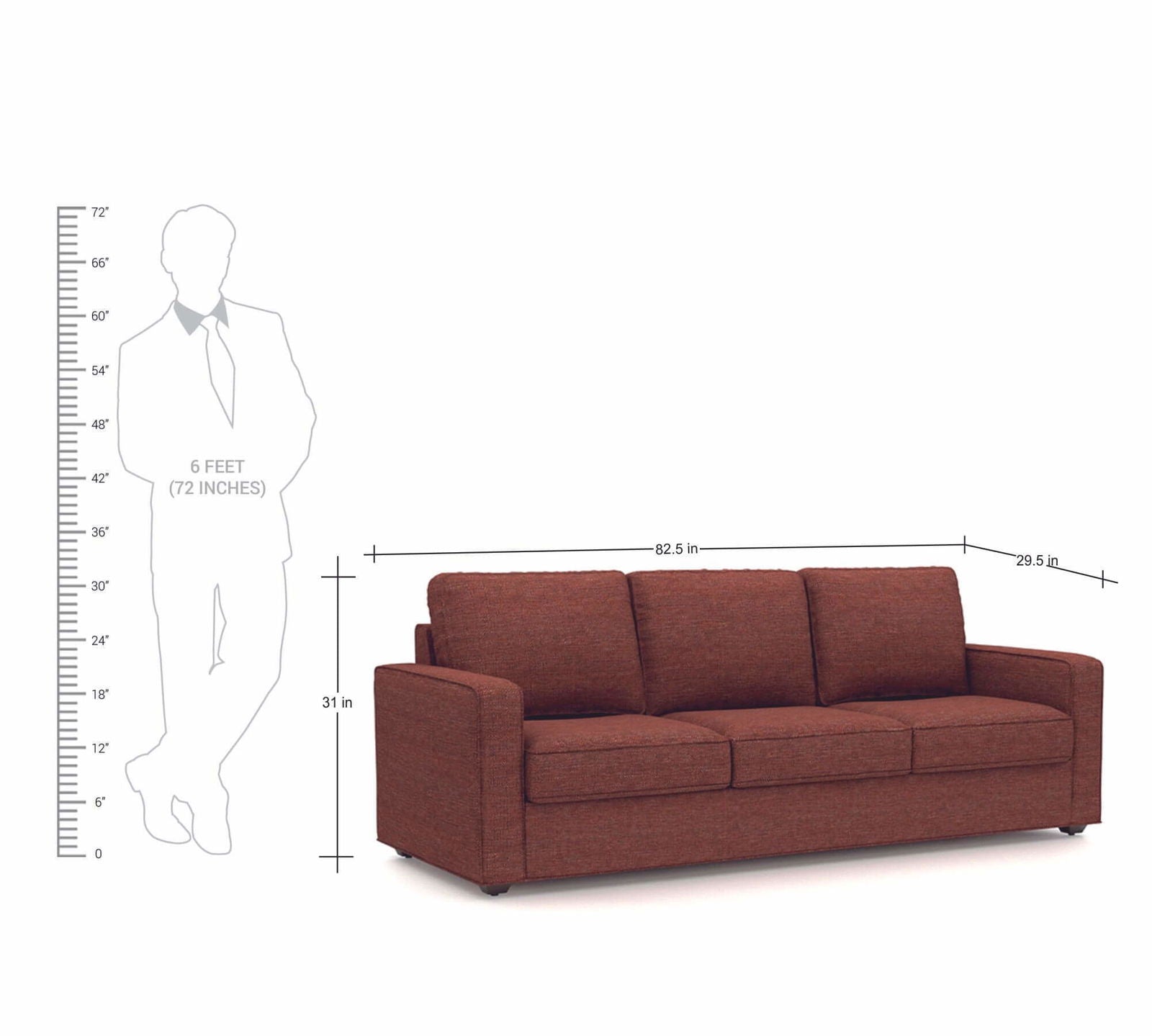 Wooden Frame Legs Base Cushioned Fabric Sofa -