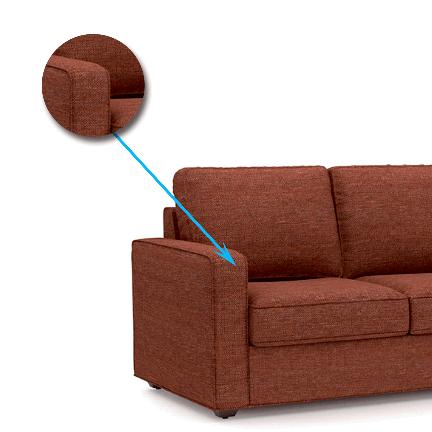 Wooden Frame Legs Base Cushioned Fabric Sofa -