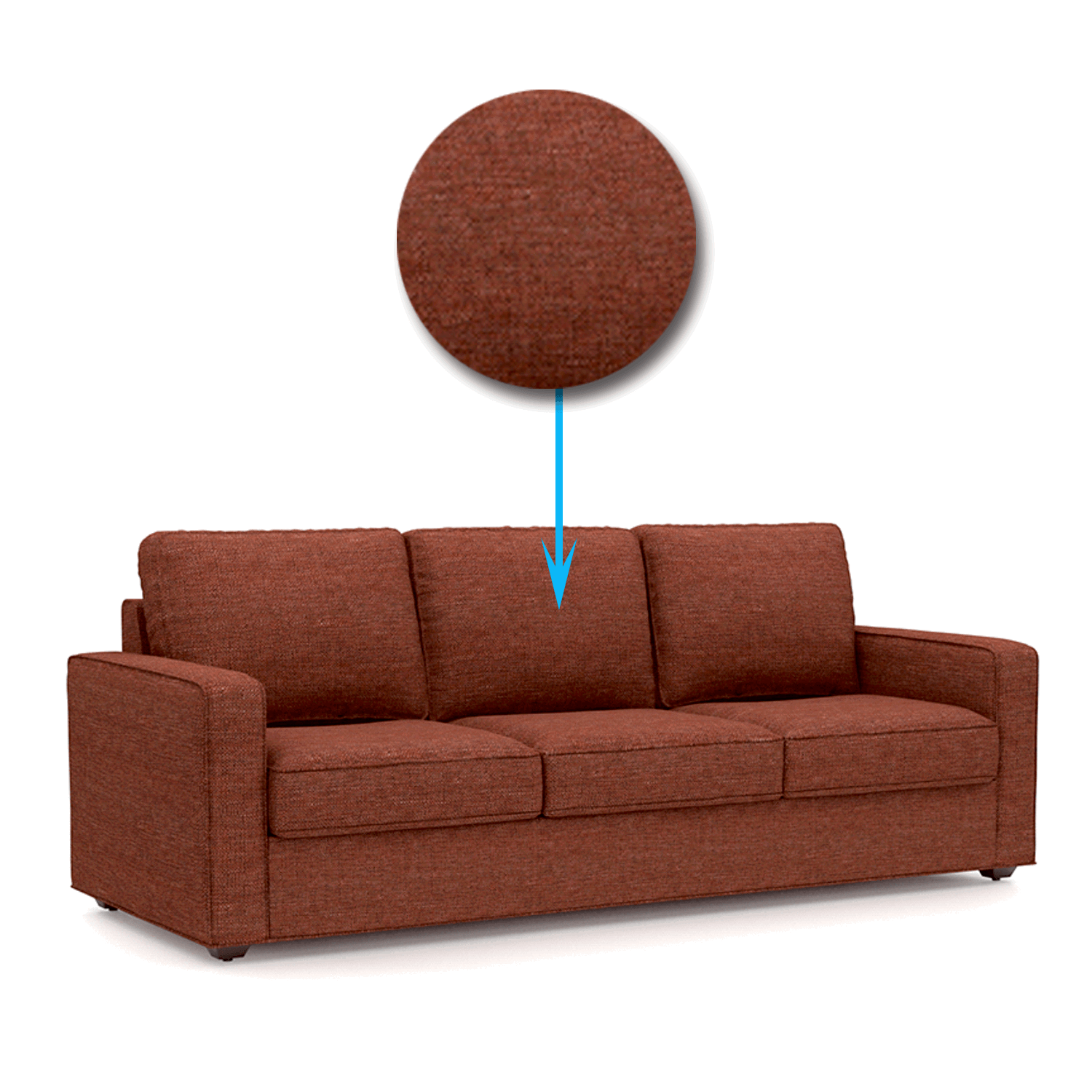 Wooden Frame Legs Base Cushioned Fabric Sofa -