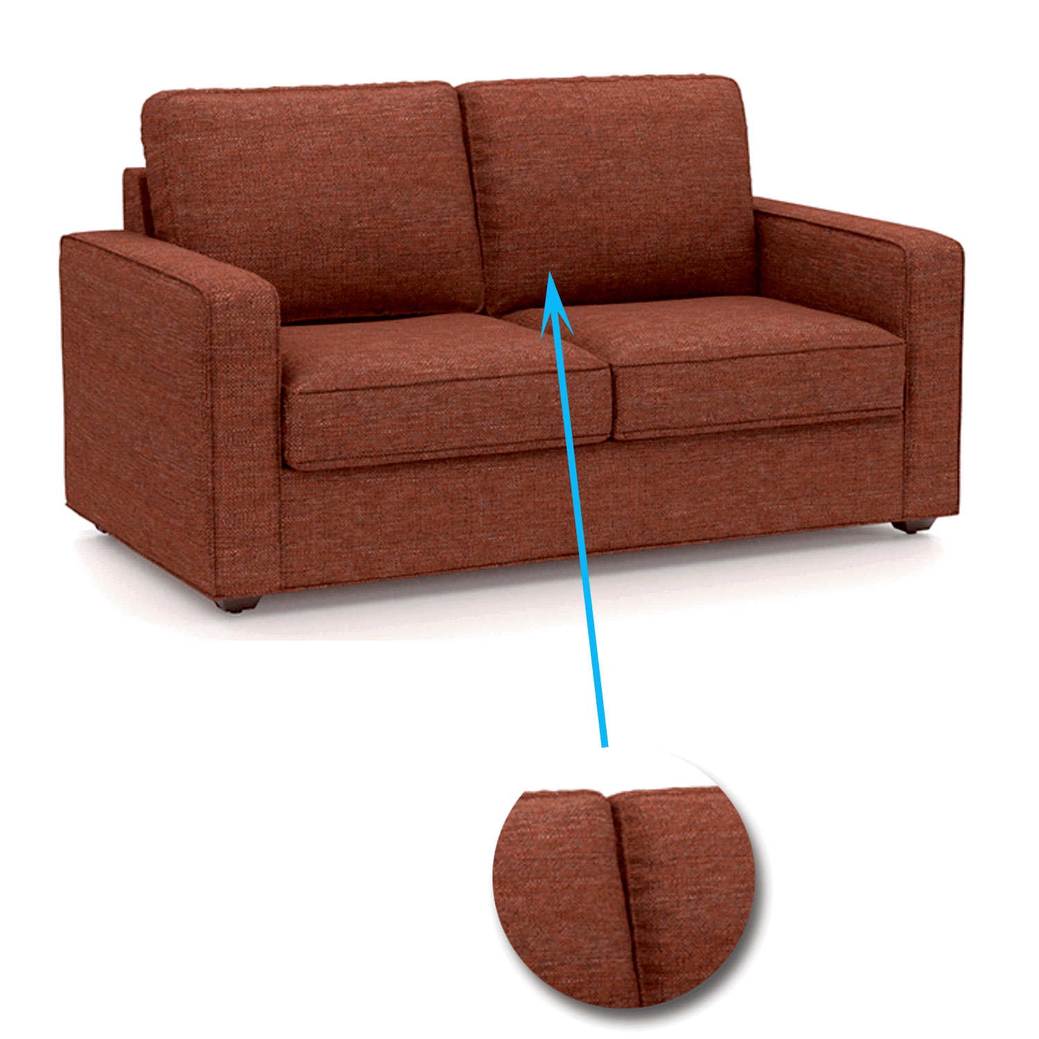 Wooden Frame Legs Base Cushioned Fabric Sofa -