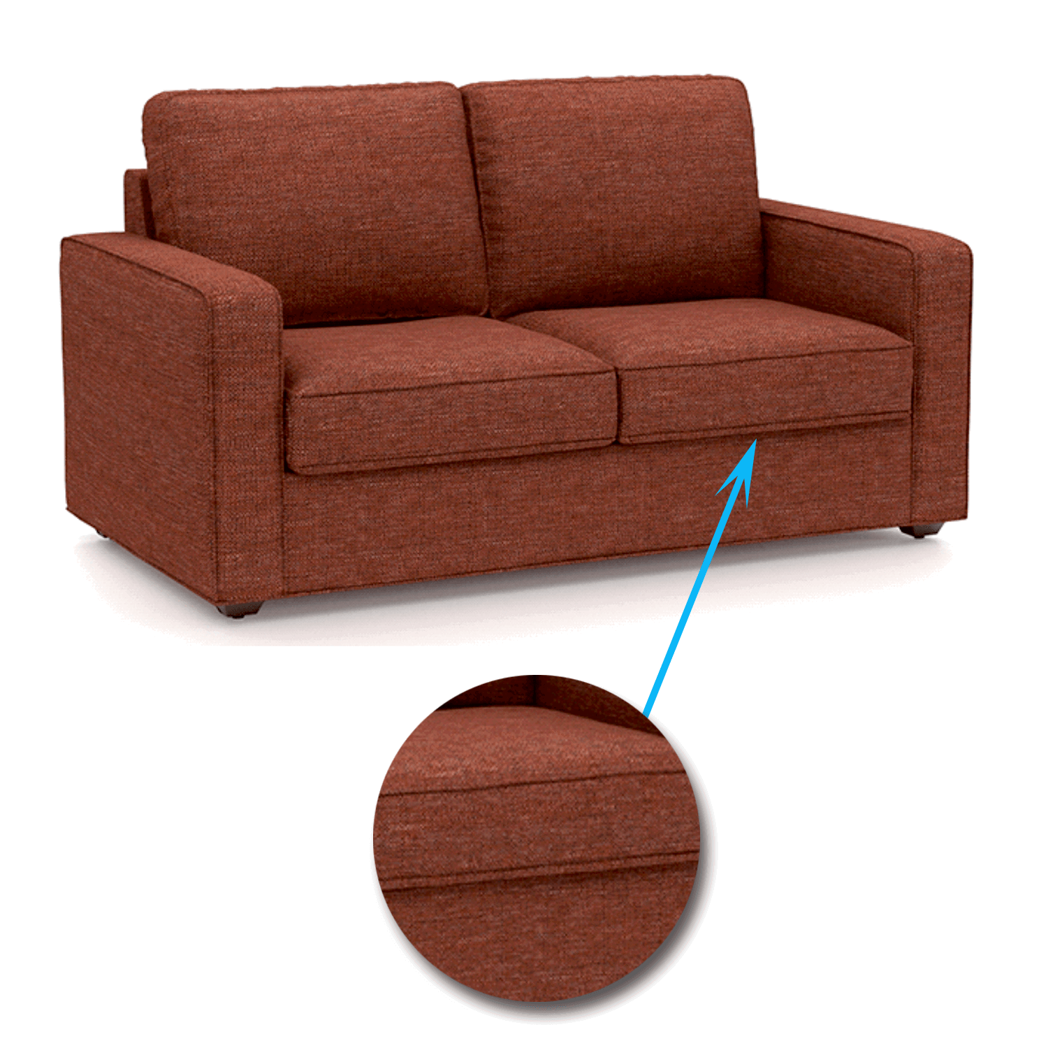Wooden Frame Legs Base Cushioned Fabric Sofa -