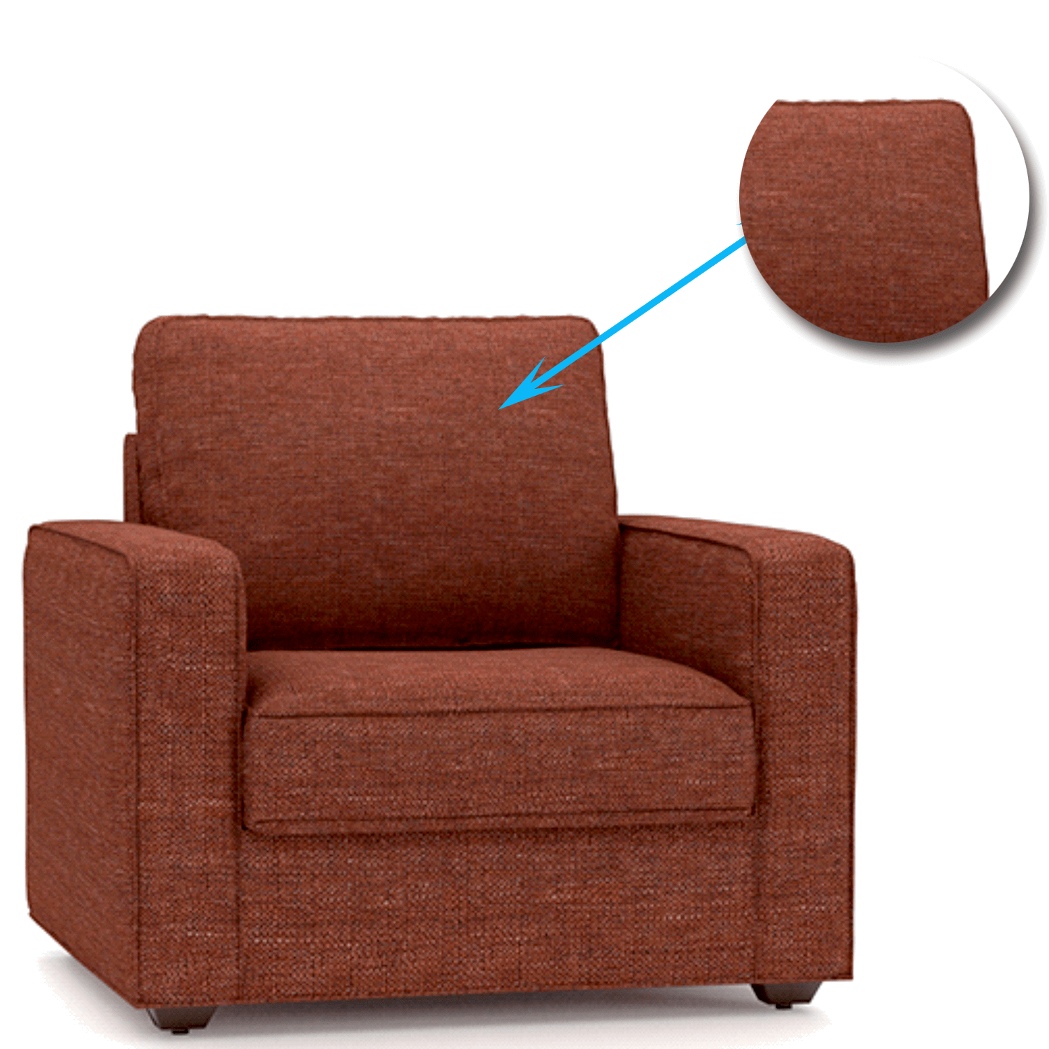 Wooden Frame Legs Base Cushioned Fabric Sofa -