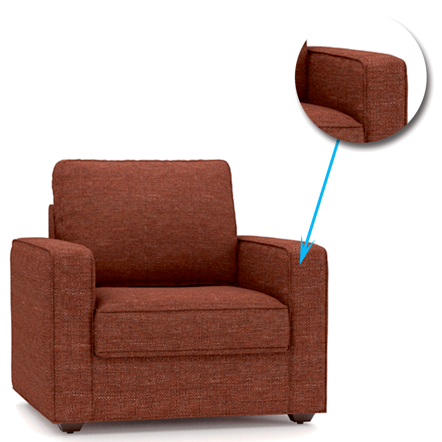 Wooden Frame Legs Base Cushioned Fabric Sofa -