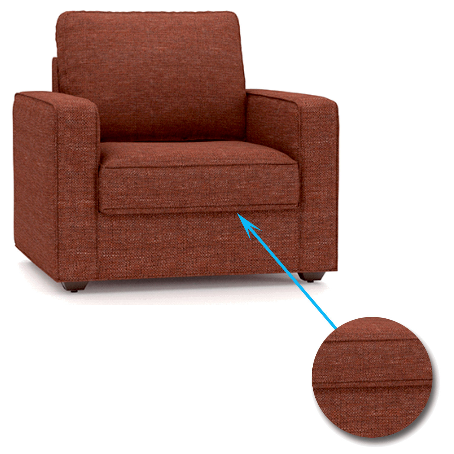 Wooden Frame Legs Base Cushioned Fabric Sofa -