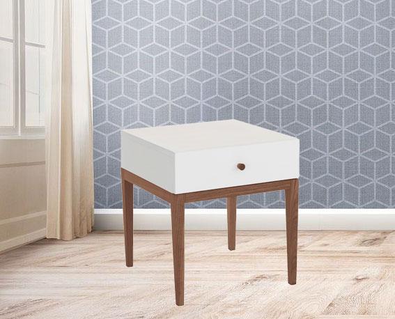 Wooden Frame Legs Base Side Table with Drawer -