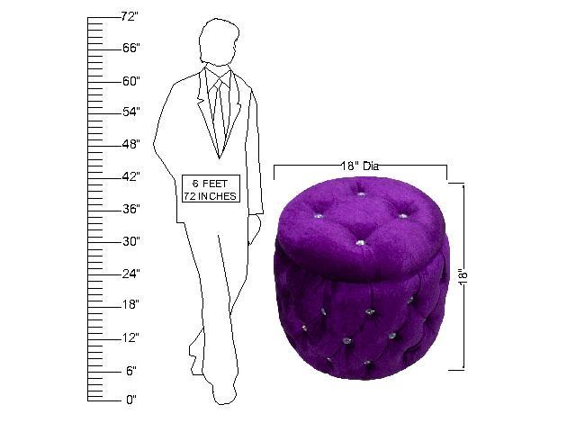 Wooden Frame Velvet Pouffe -