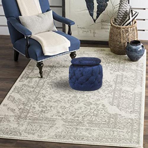Wooden Frame Velvet Pouffe -