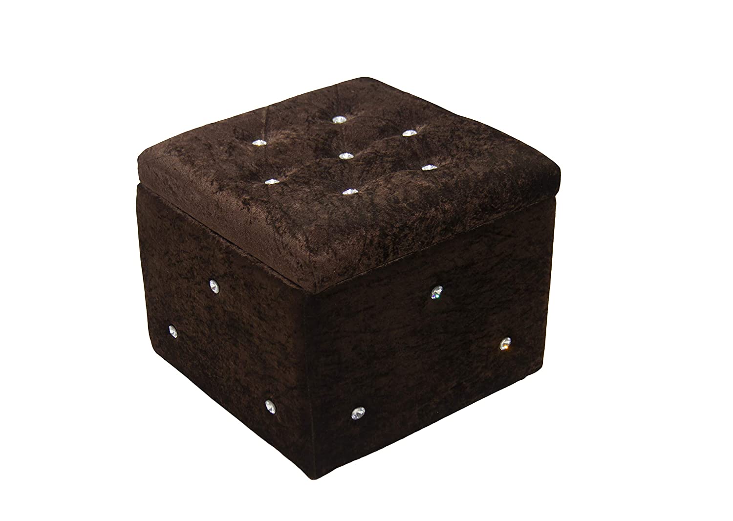 Wooden Frame Velvet Pouffe with Storage -
