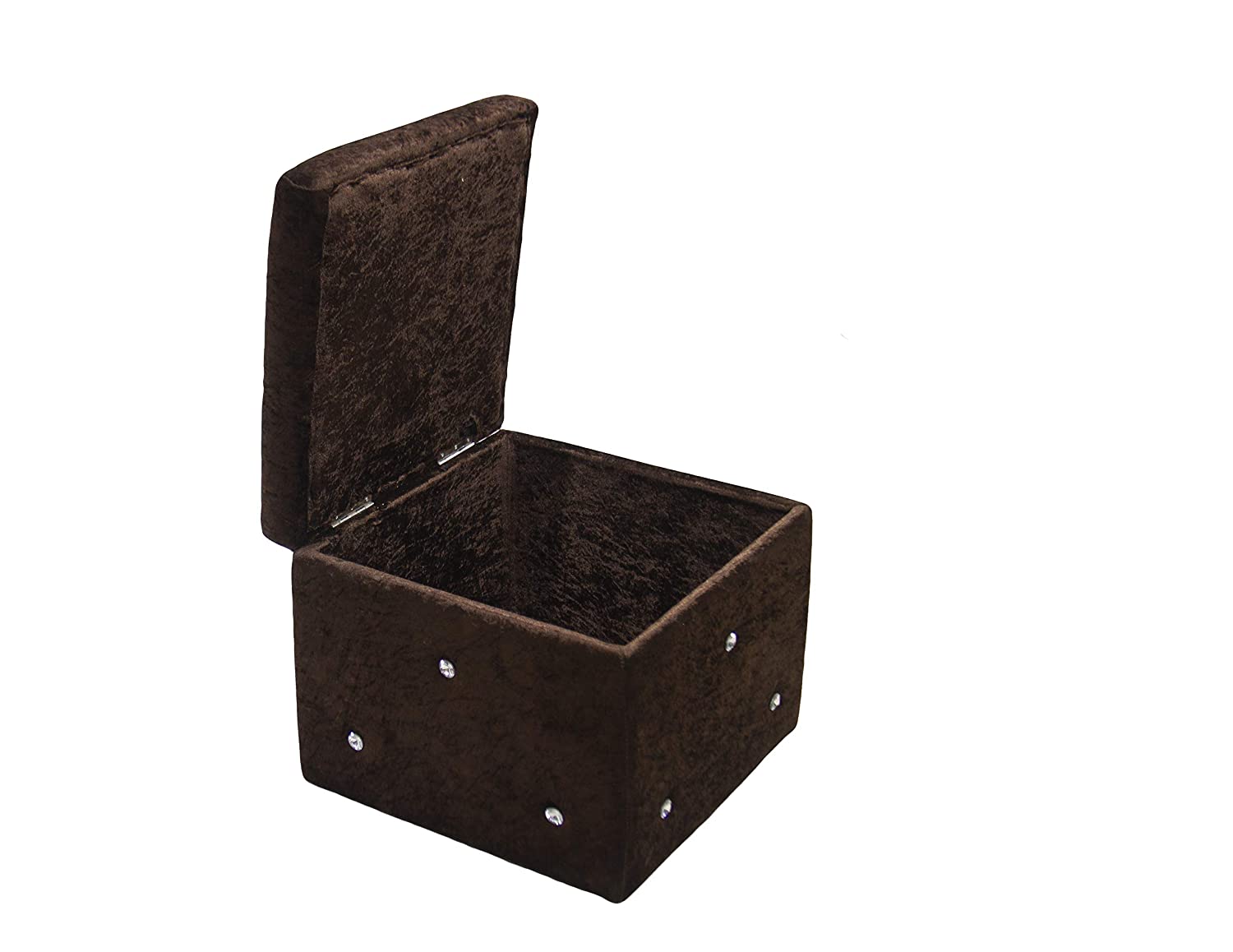 Wooden Frame Velvet Pouffe with Storage -