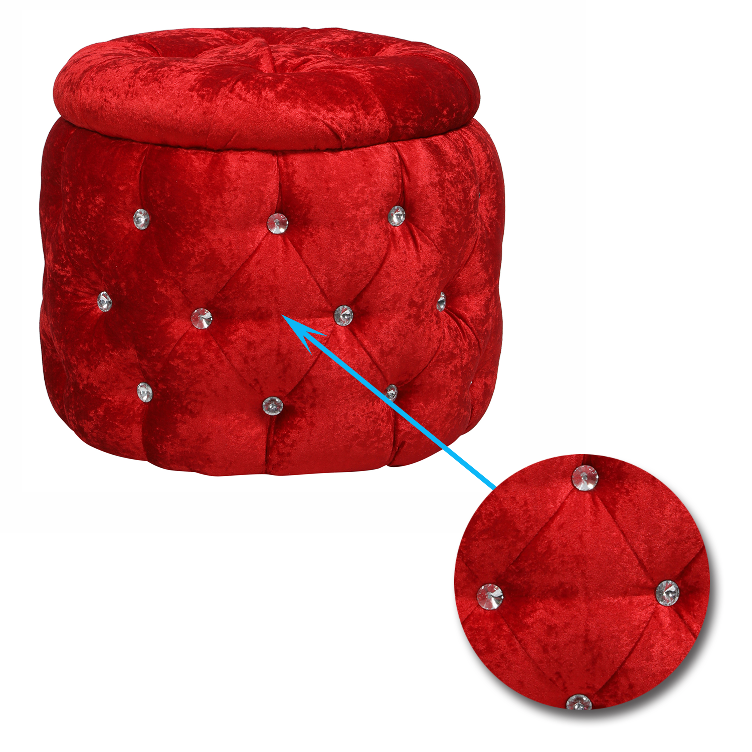 Wooden Frame Velvet Pouffe with Storage -
