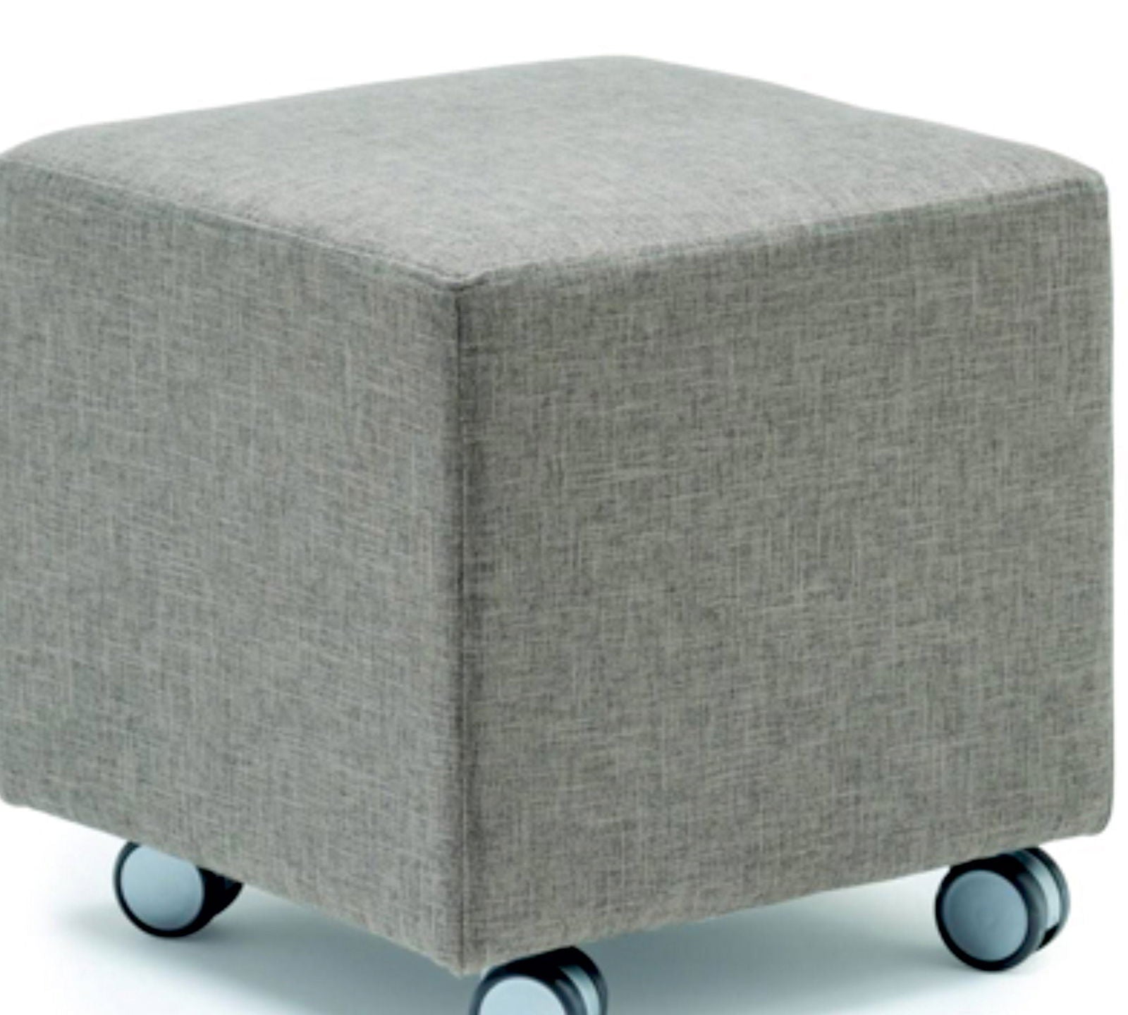 Wooden Frame Wheels Base Fully Cushioned Cotton Fabric Pouffe -
