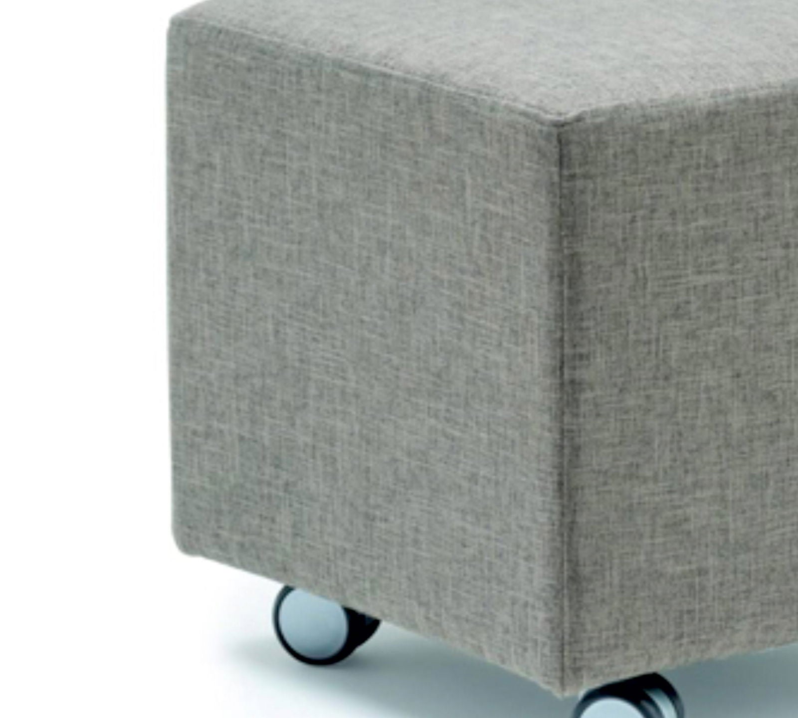 Wooden Frame Wheels Base Fully Cushioned Cotton Fabric Pouffe -