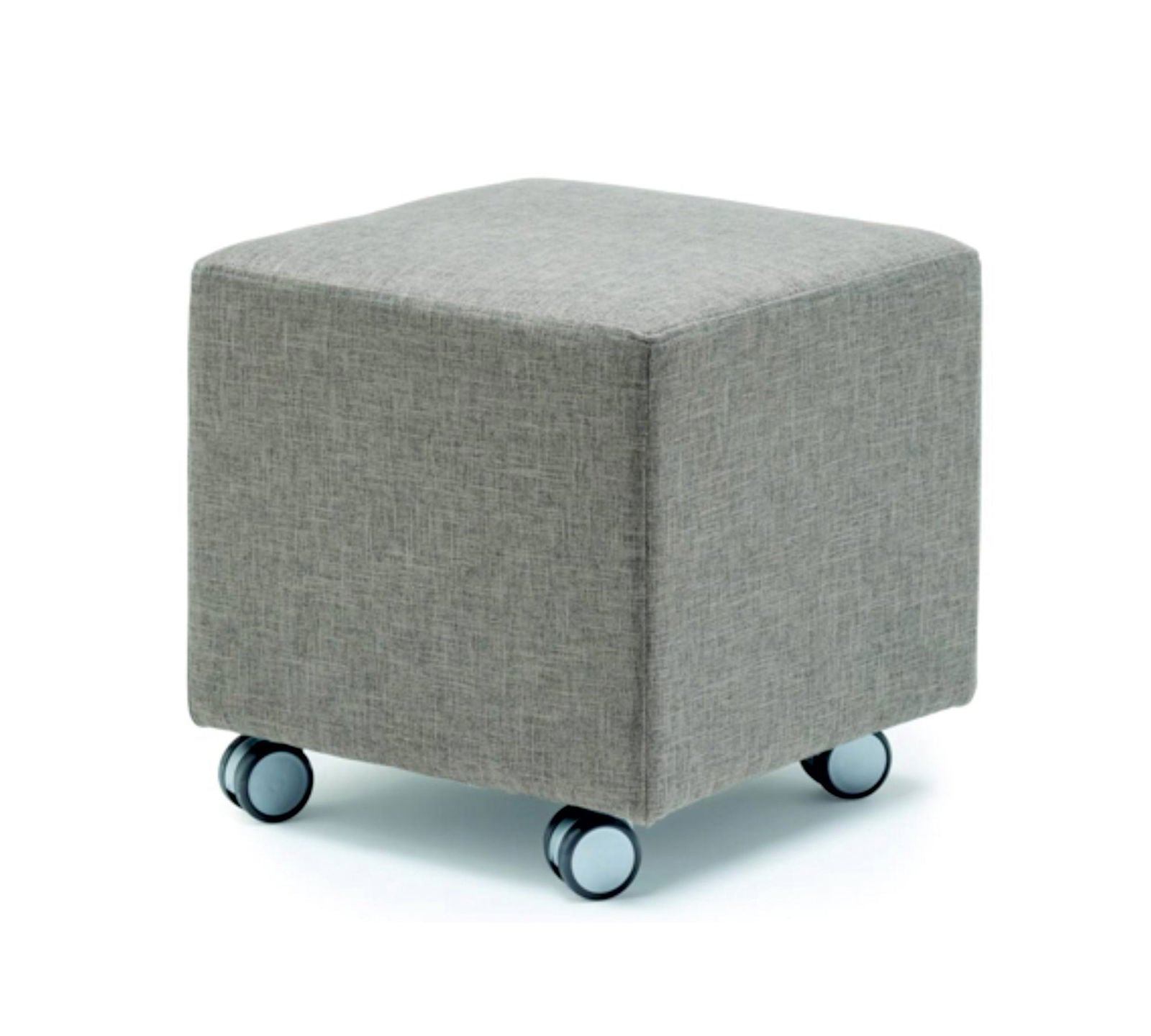 Wooden Frame Wheels Base Fully Cushioned Cotton Fabric Pouffe -