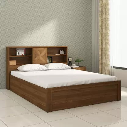 Wooden King Size Bed With Storage in Melamine Finish -