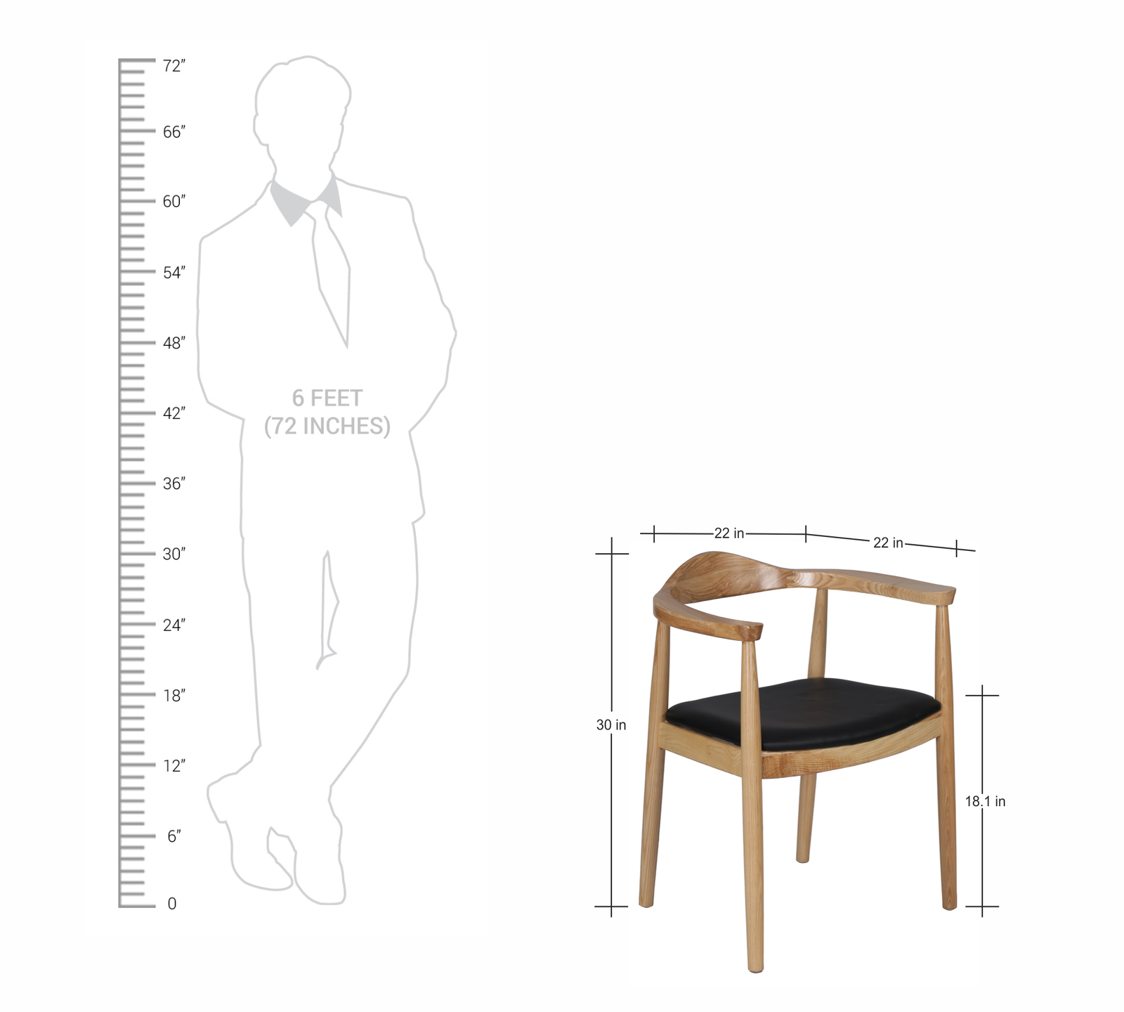 Wooden Leatherette Upholstery Cafe Dining Chair -
