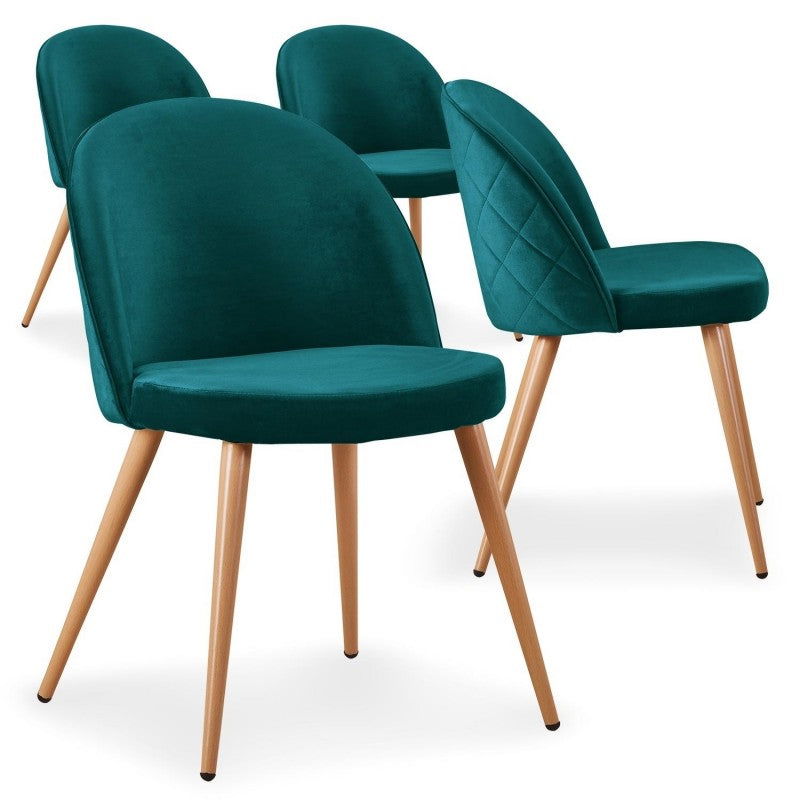 Wooden Legs Base Fabric Armless Dining Chair -