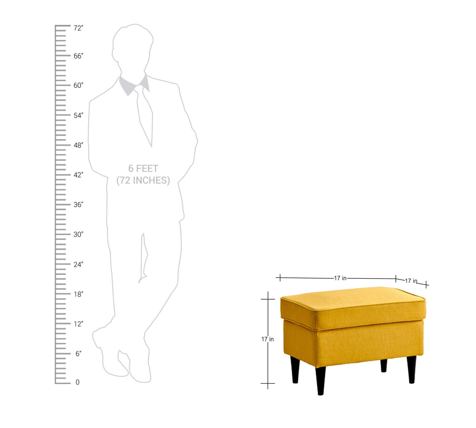 Wooden Legs Base Rectangular Ottoman Footstool -