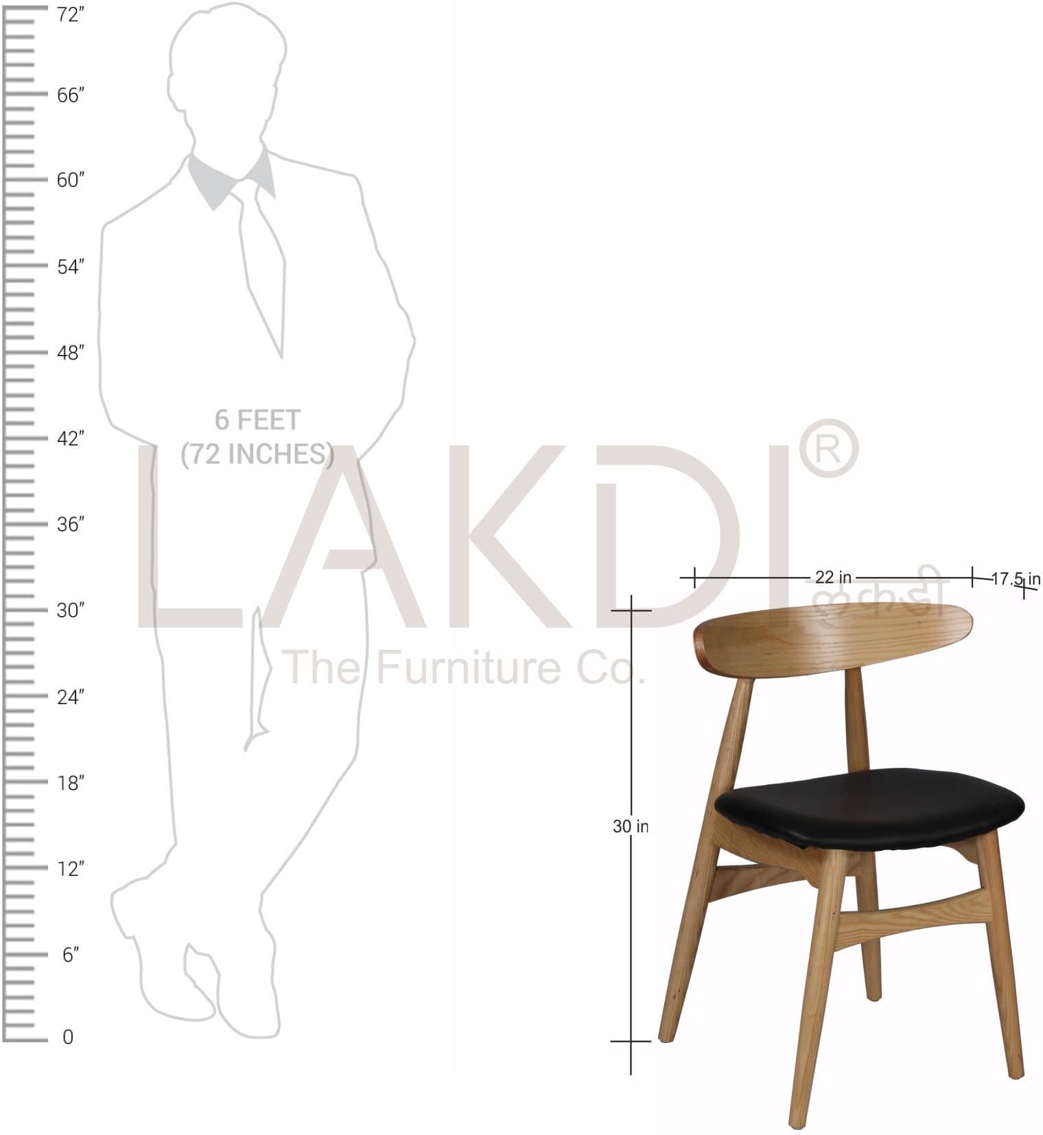 Wooden Legs Base Solid Dining Chair -