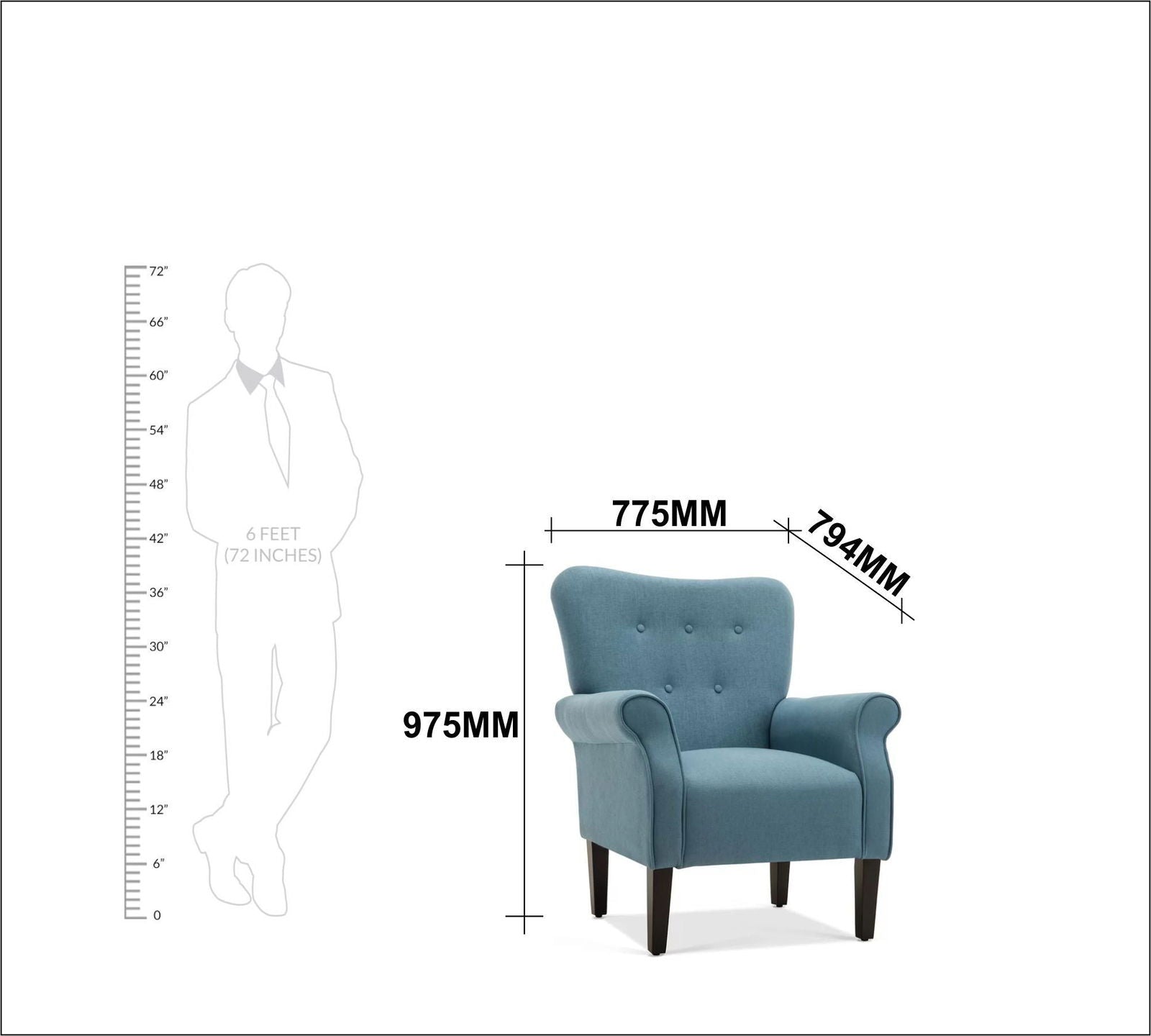 Wooden Legs Velvet Lounge Arm Chair -