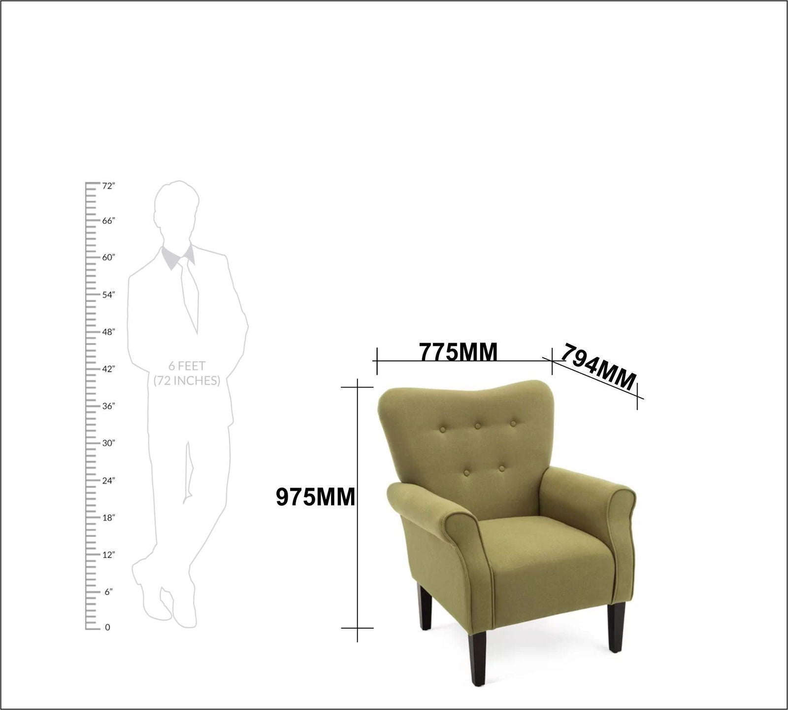Wooden Legs Velvet Lounge Arm Chair -