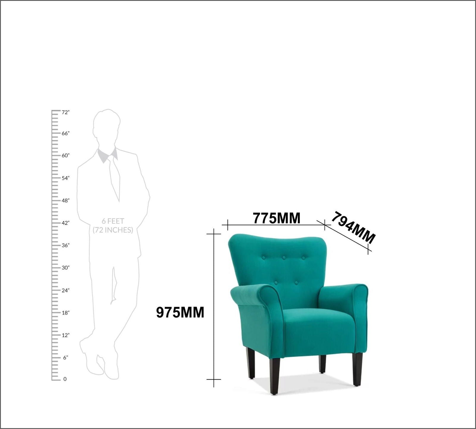 Wooden Legs Velvet Lounge Arm Chair -