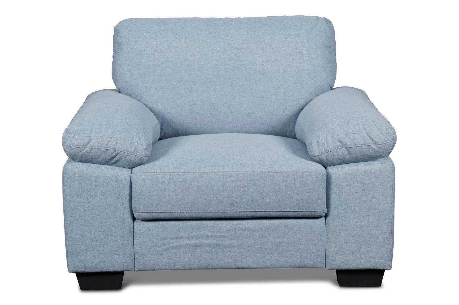 Wooden Light Blue Chair with Pillow Top Armrests -