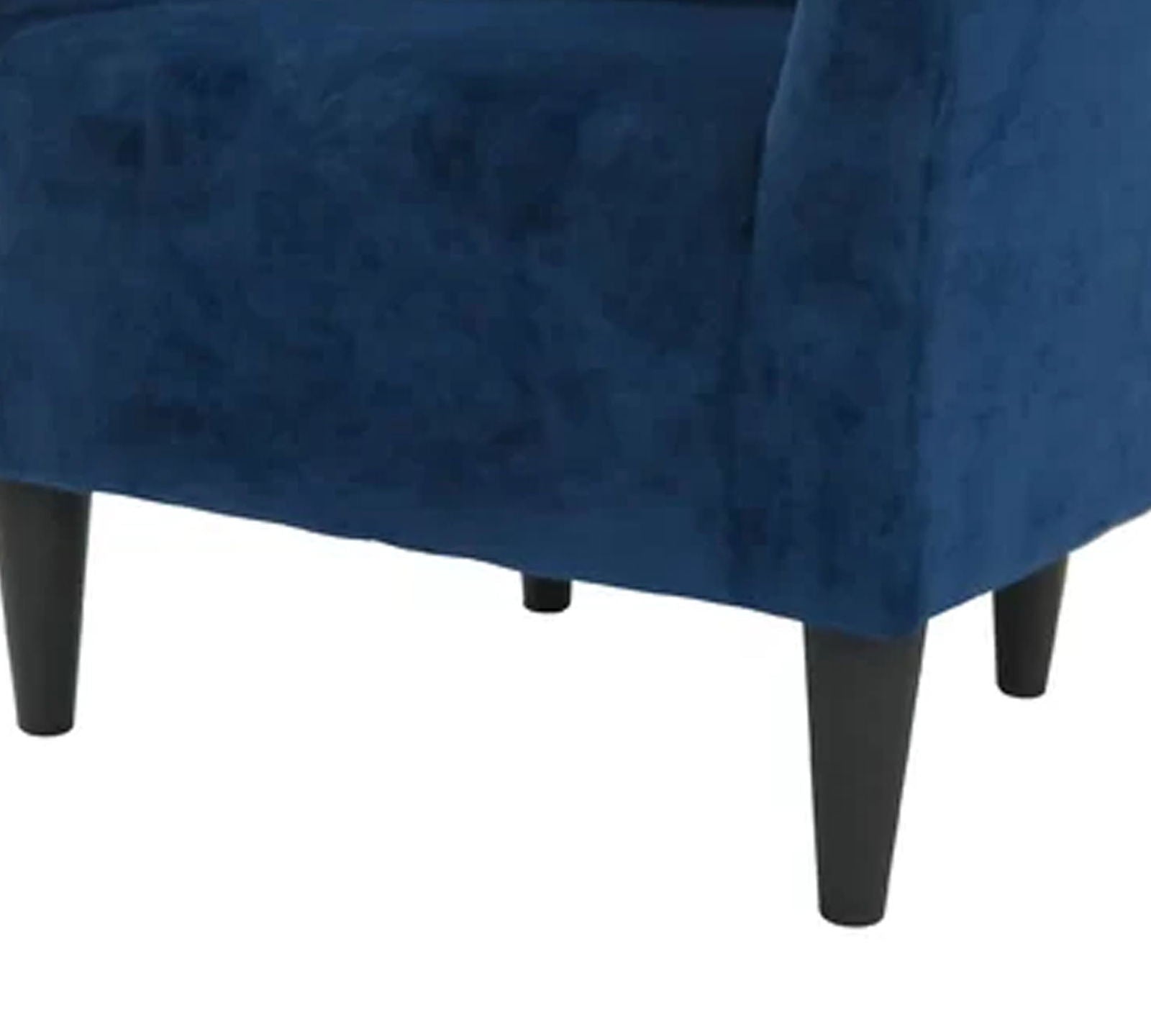 Wooden Lounge Chair Round Arms in Velvet Upholstery -