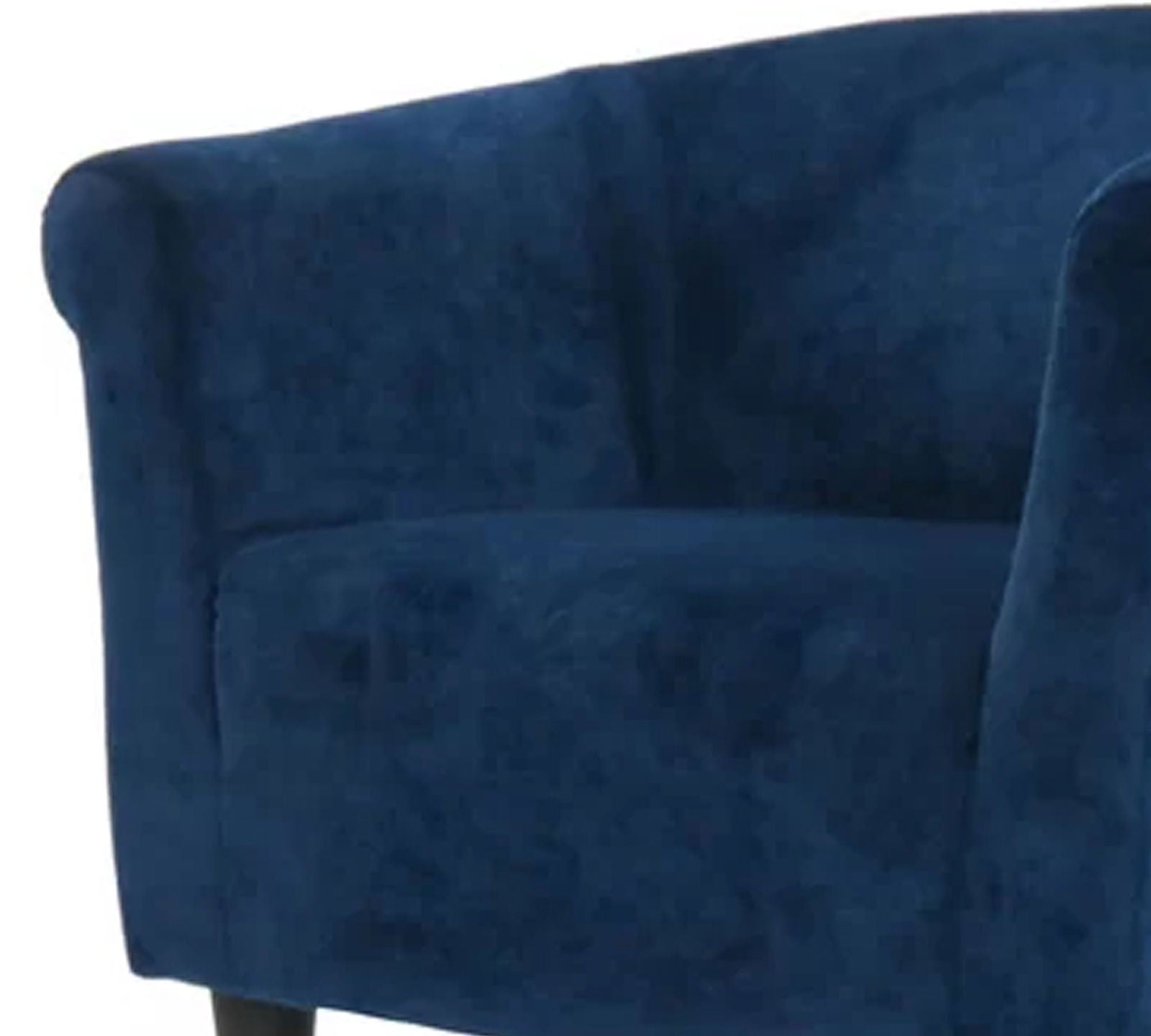 Wooden Lounge Chair Round Arms in Velvet Upholstery -