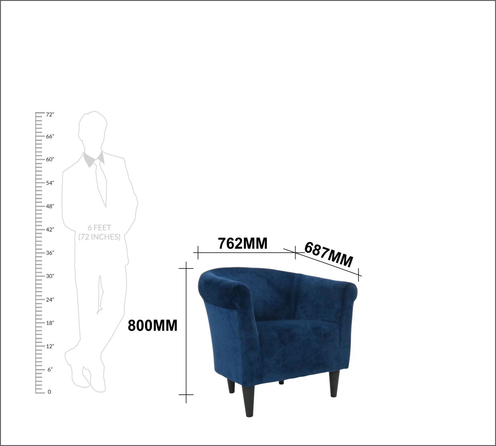 Wooden Lounge Chair Round Arms in Velvet Upholstery -