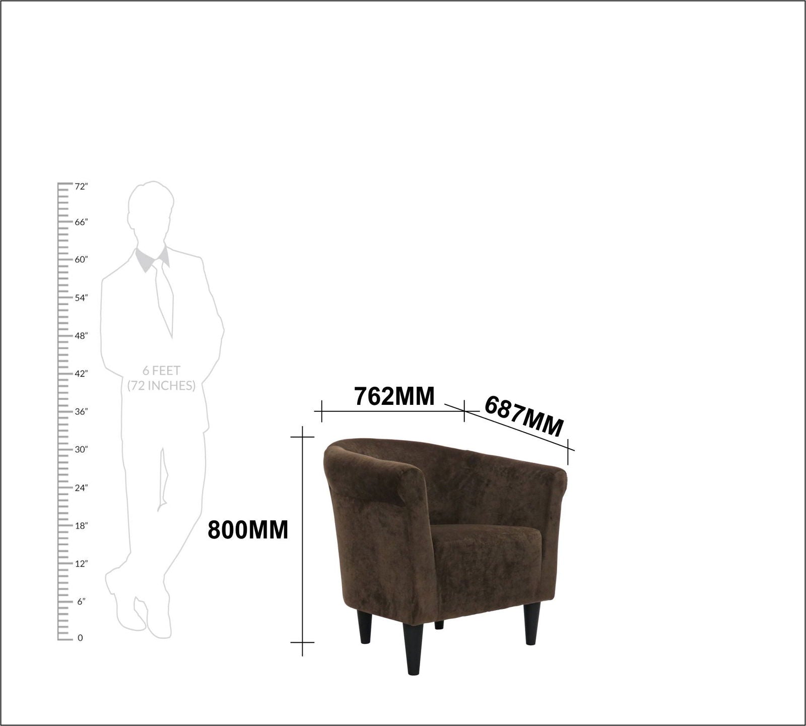 Wooden Lounge Chair Round Arms in Velvet Upholstery -
